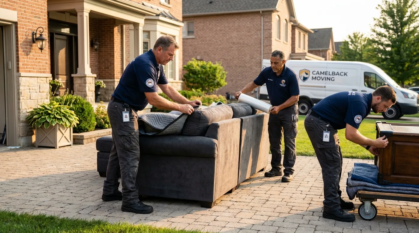 Large estate moving crew wrapping furniture in Black River, NY